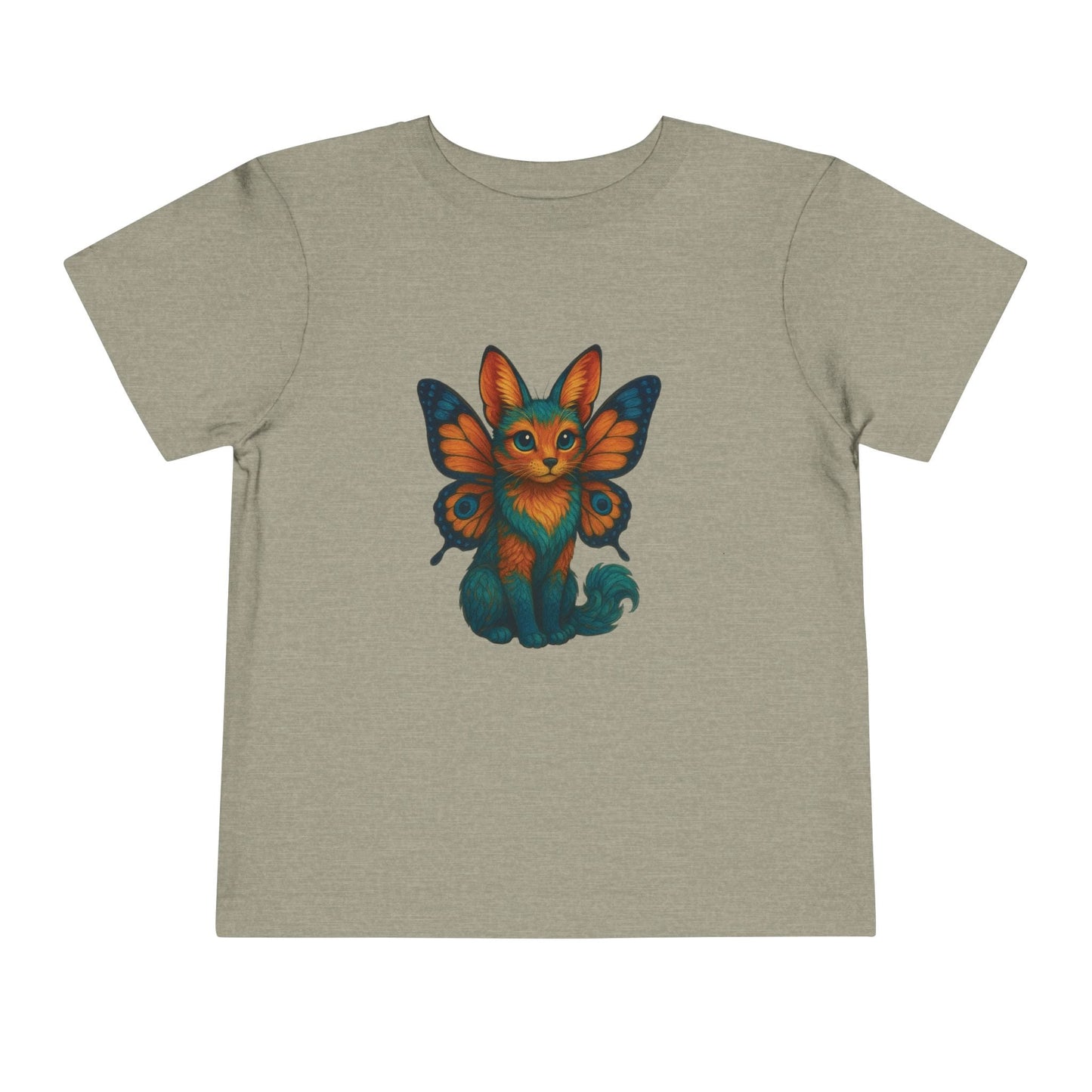 Neutral beige Mashafrica toddler t shirt with colorful fox butterfly graphic playful design for kids