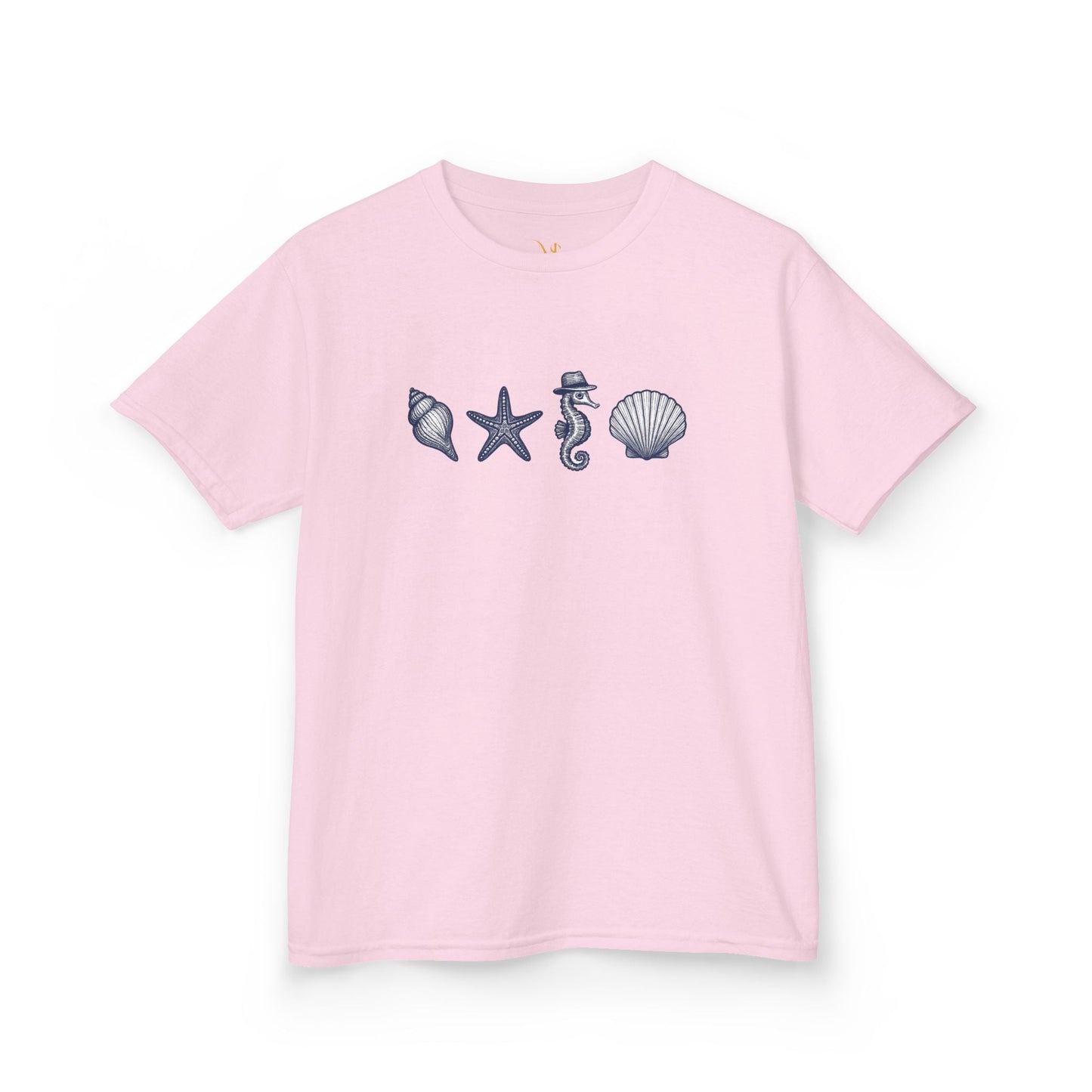 Mashafrica kids pink t shirt with marine shell starfish and seahorse graphic for everyday wear