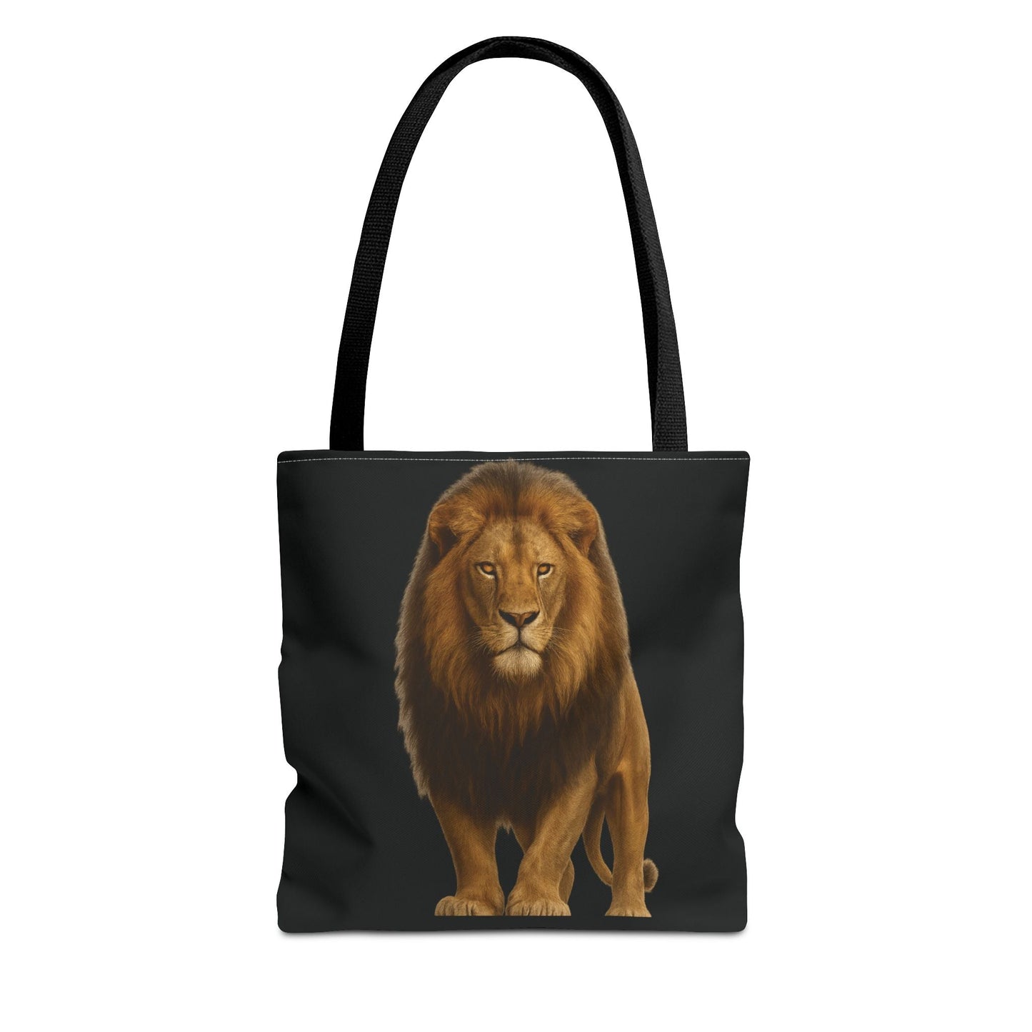 Mashafrica black tote bag with realistic lion print front panel durable straps for everyday use