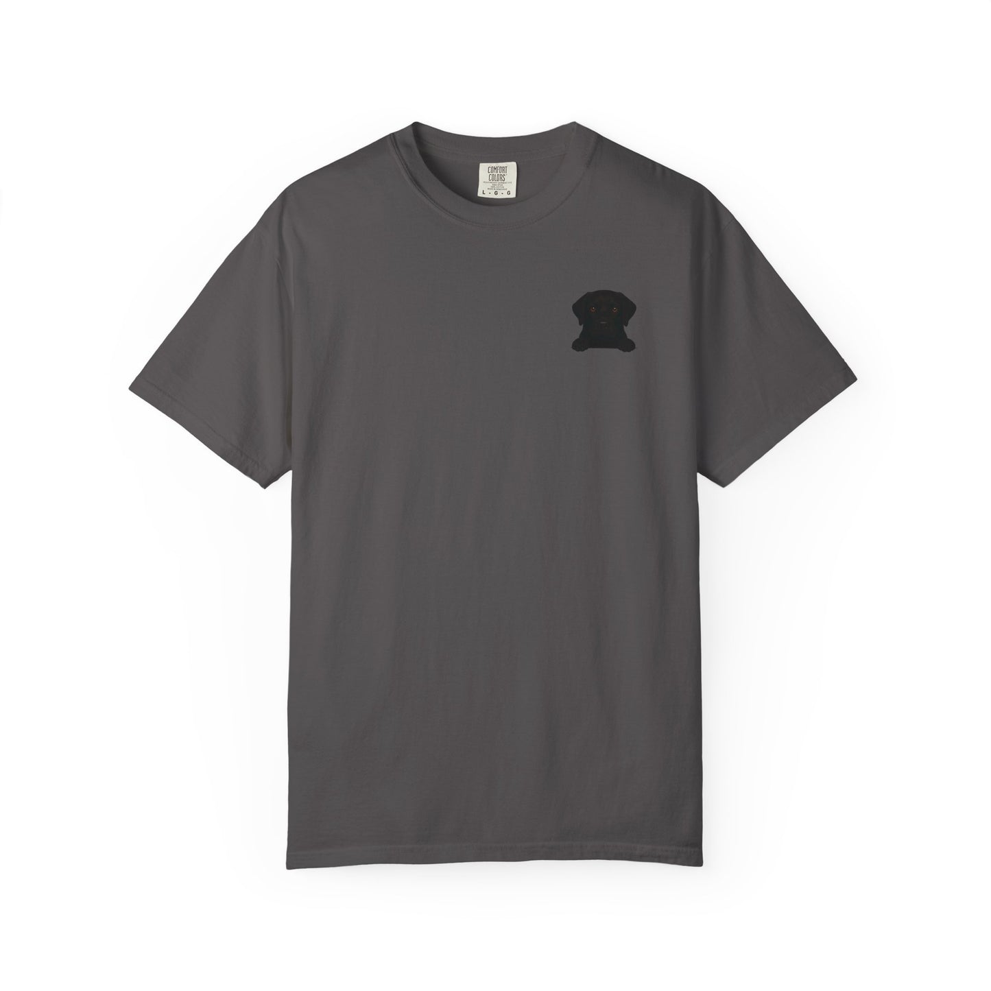 Mashafrica charcoal T Shirt with small black peek pup chest graphic casual cotton tee for dog lovers