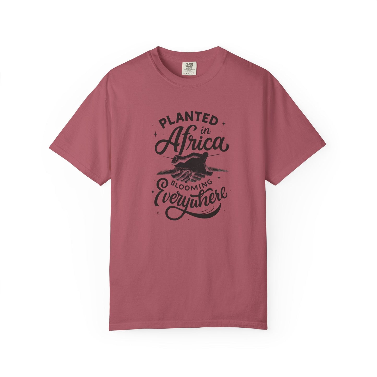 Mashafrica maroon t shirt with Planted in africa typography and mountain graphic for casual wear