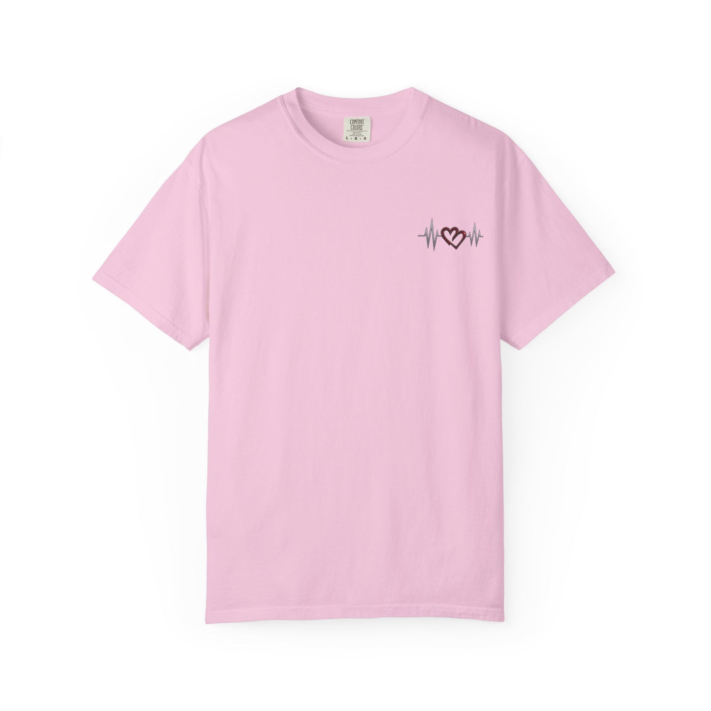 Mashafrica pink T shirt with small left chest heartbeat heart line design casual cotton tee