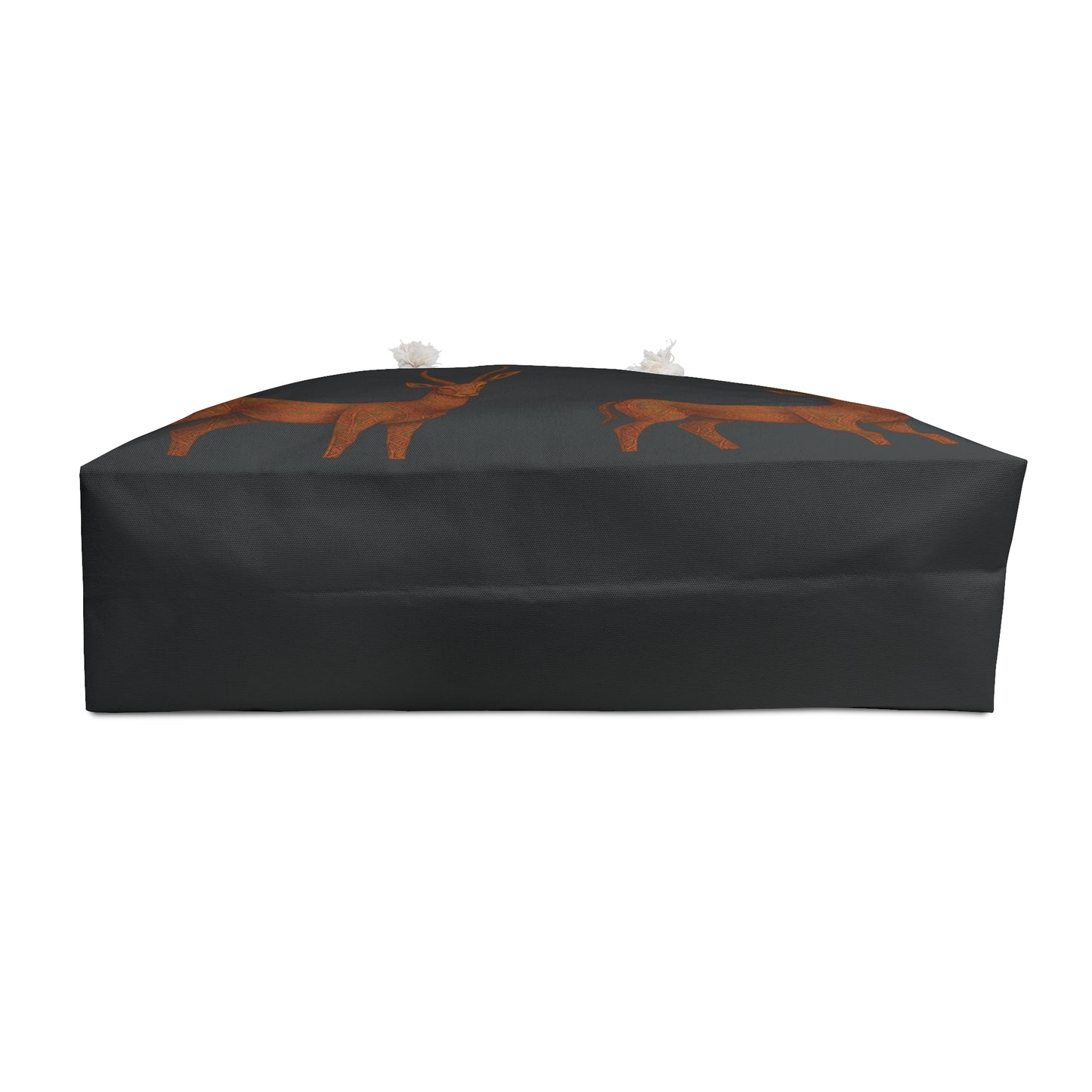 Mashafrica black canvas African bag with orange animal print and white drawstring closure for travel storage