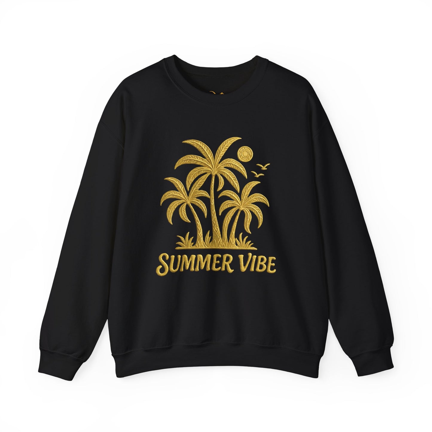 Mashafrica black sweatshirt with gold palm tree Summer Vibe graphic crewneck casual fit