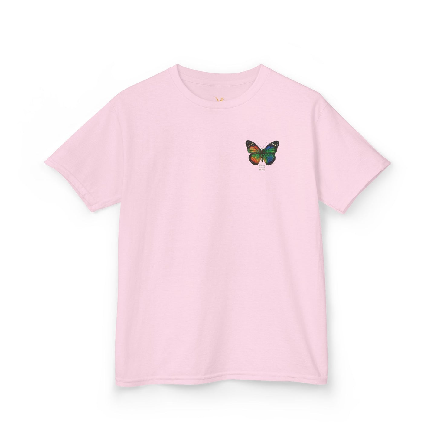 Mashafrica kids pink tshirt with small colorful Butterfly chest print soft cotton casual wear