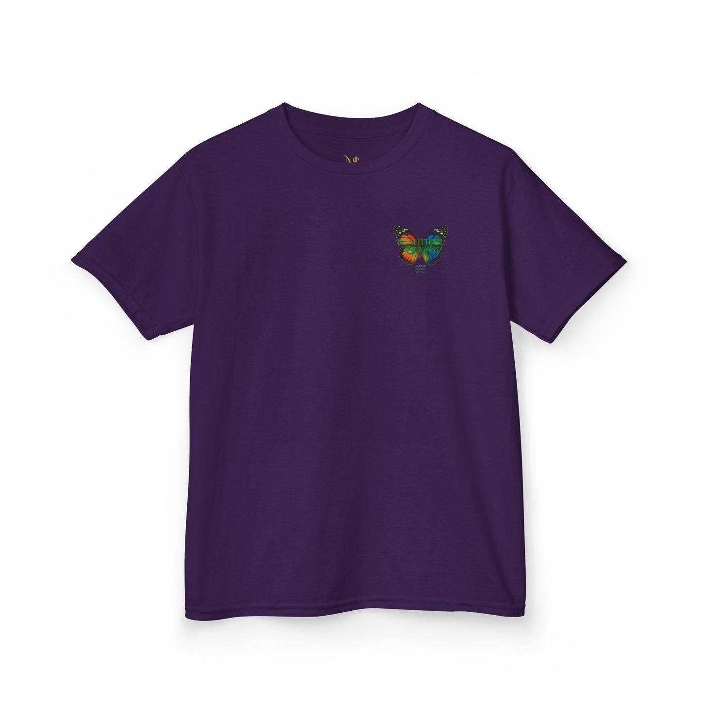 Mashafrica kids purple T shirt with colorful Butterfly chest print for casual everyday playwear