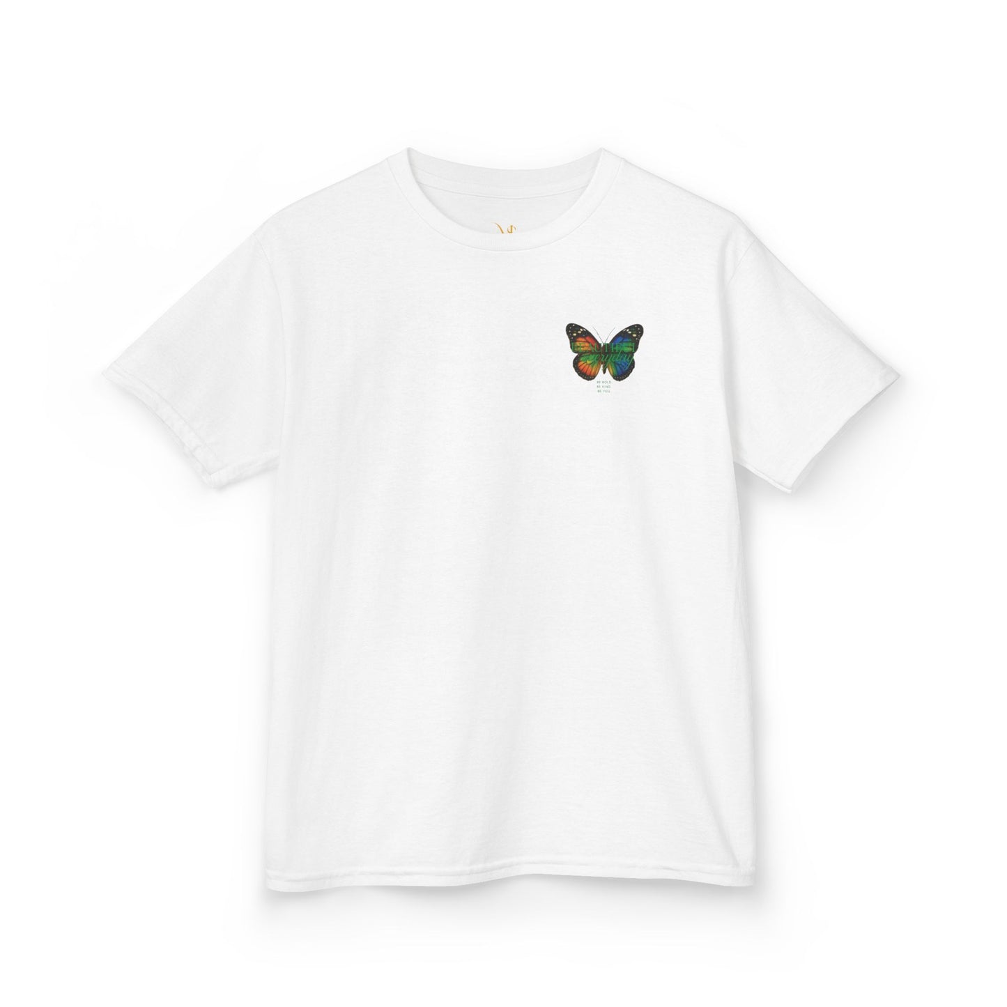 Mashafrica kids white t shirt with small colorful Butterfly chest print casual cotton tee