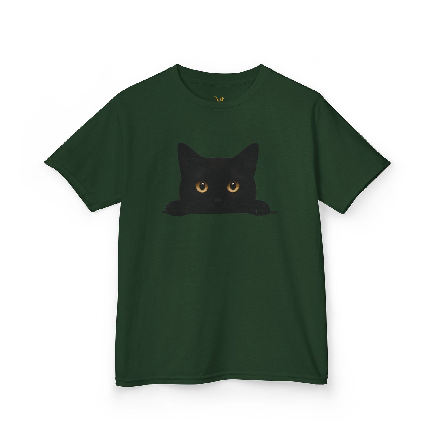 Mashafrica kids green t shirt with peeky cat black kitten graphic perfect for playful everyday wear