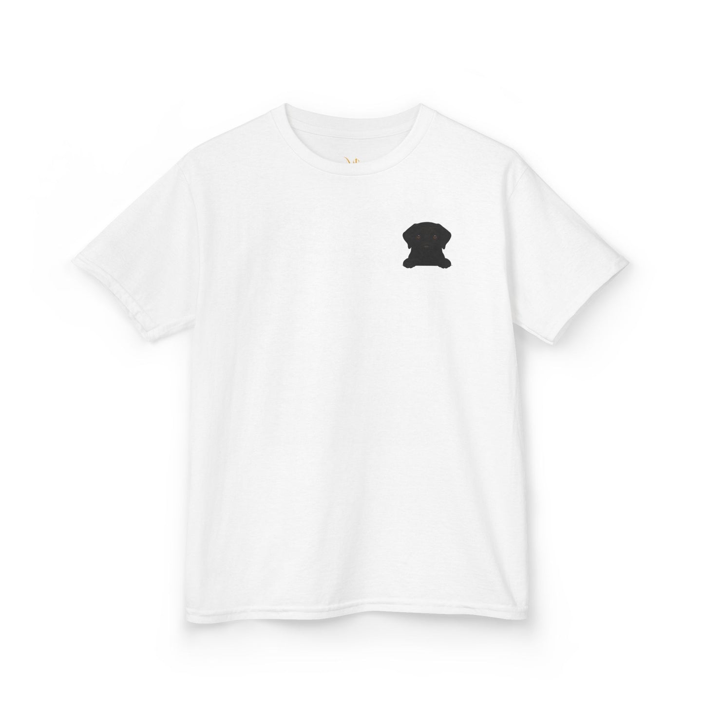 Mashafrica kids white tshirt with small black cute dog chest silhouette print and short sleeve casual top