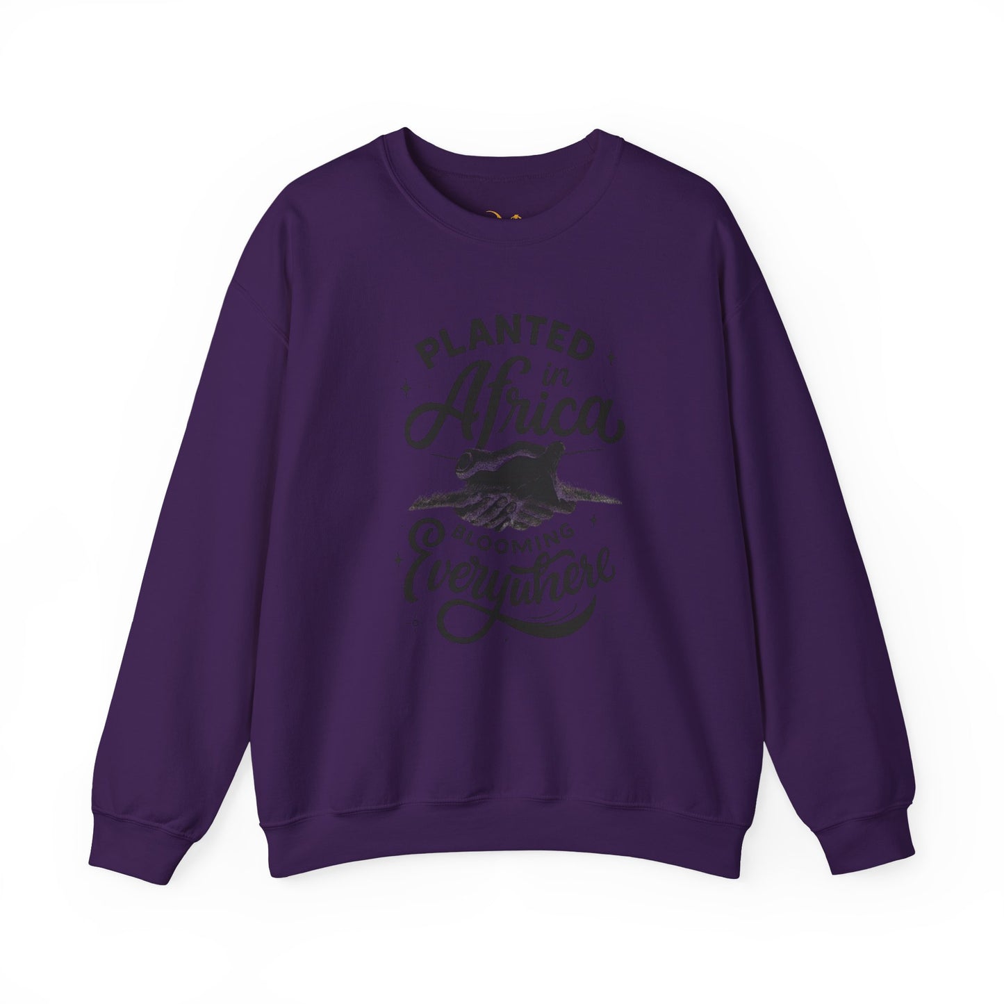 Mashafrica purple crewneck sweatshirt with planted in africa mountain graphic print unisex casual pullover