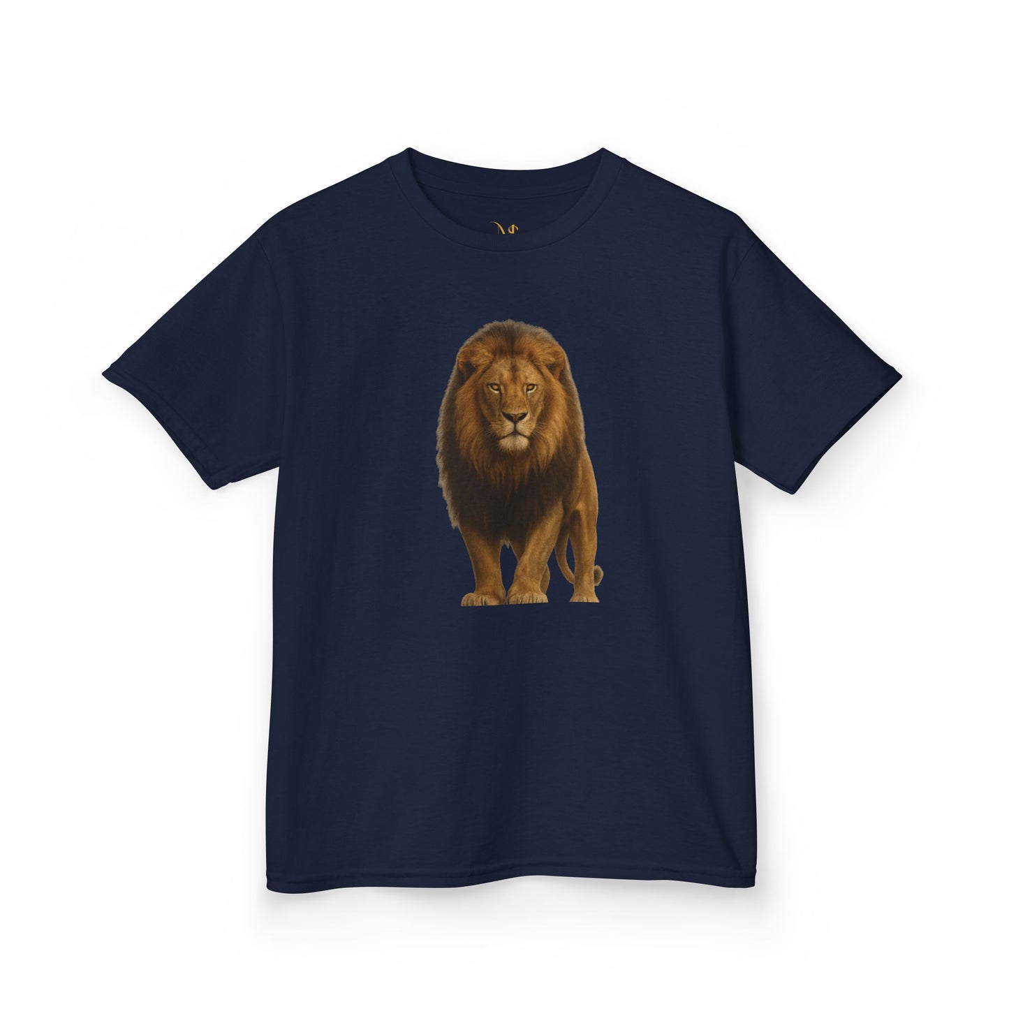 Mashafrica navy kids t shirt with realistic lion graphic centered on front soft cotton tee for boys and girls