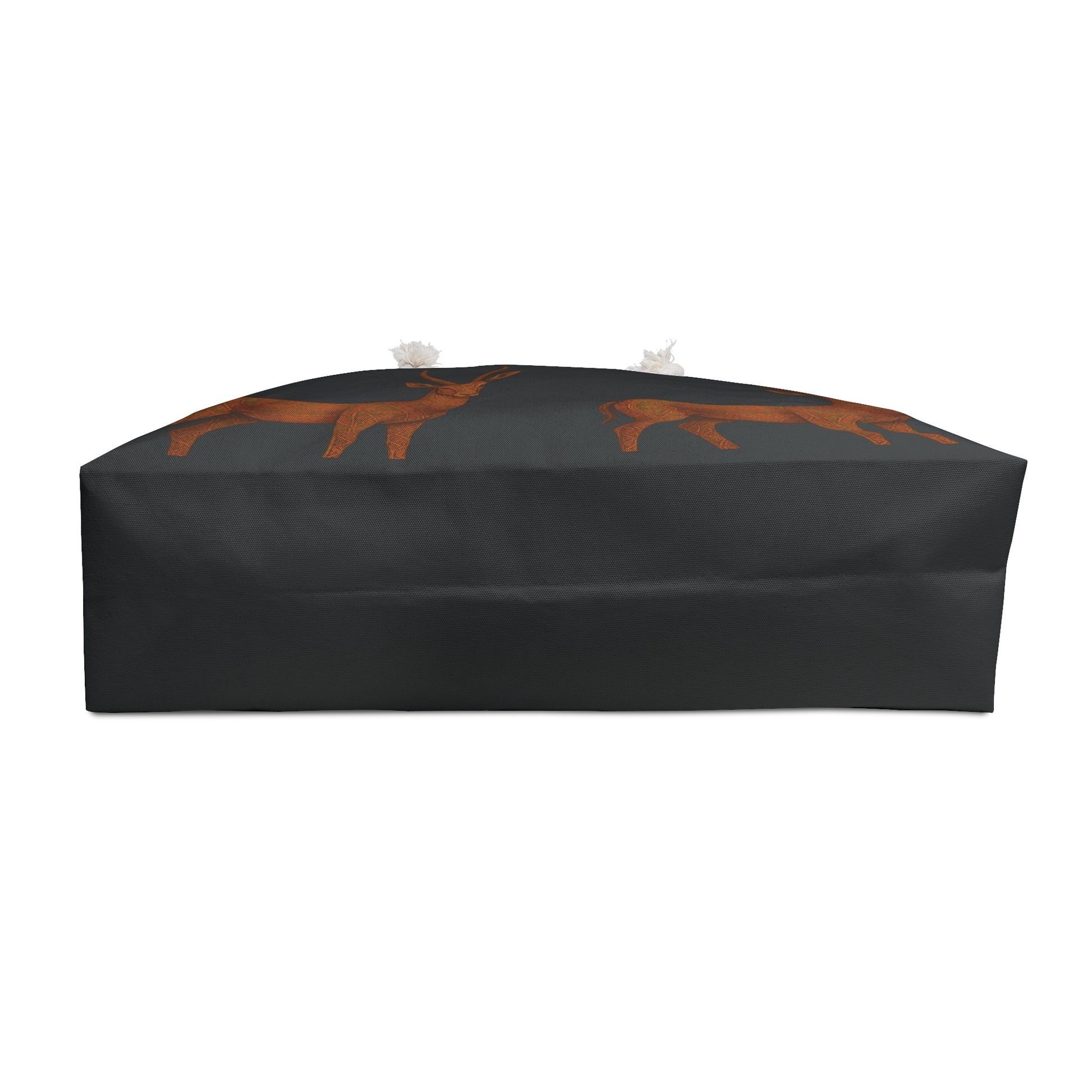 Mashafrica black canvas African bag with orange animal print and white drawstring closure for travel storage
