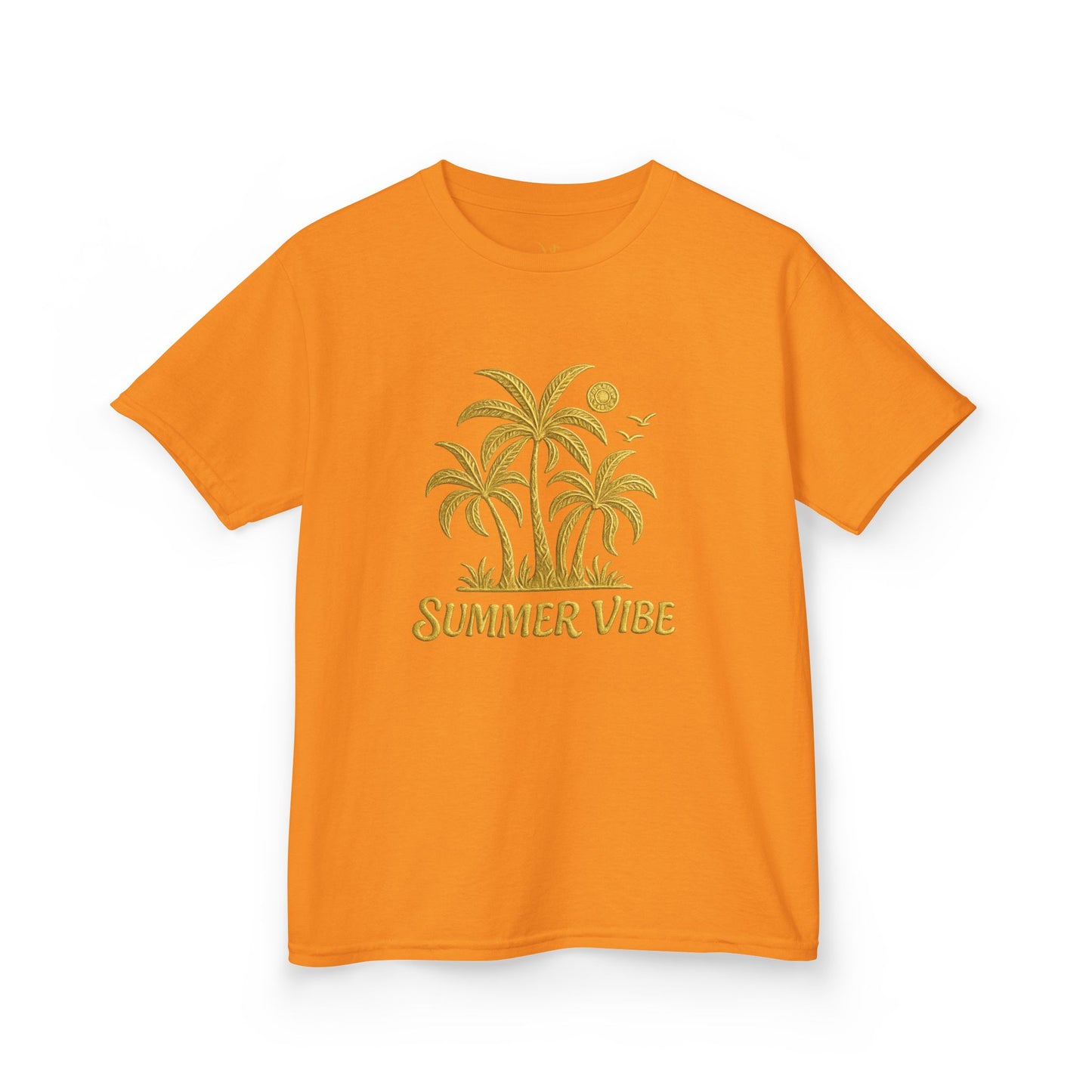 Mashafrica kids orange t shirt with palm tree summer vibe print casual cotton tee for everyday wear