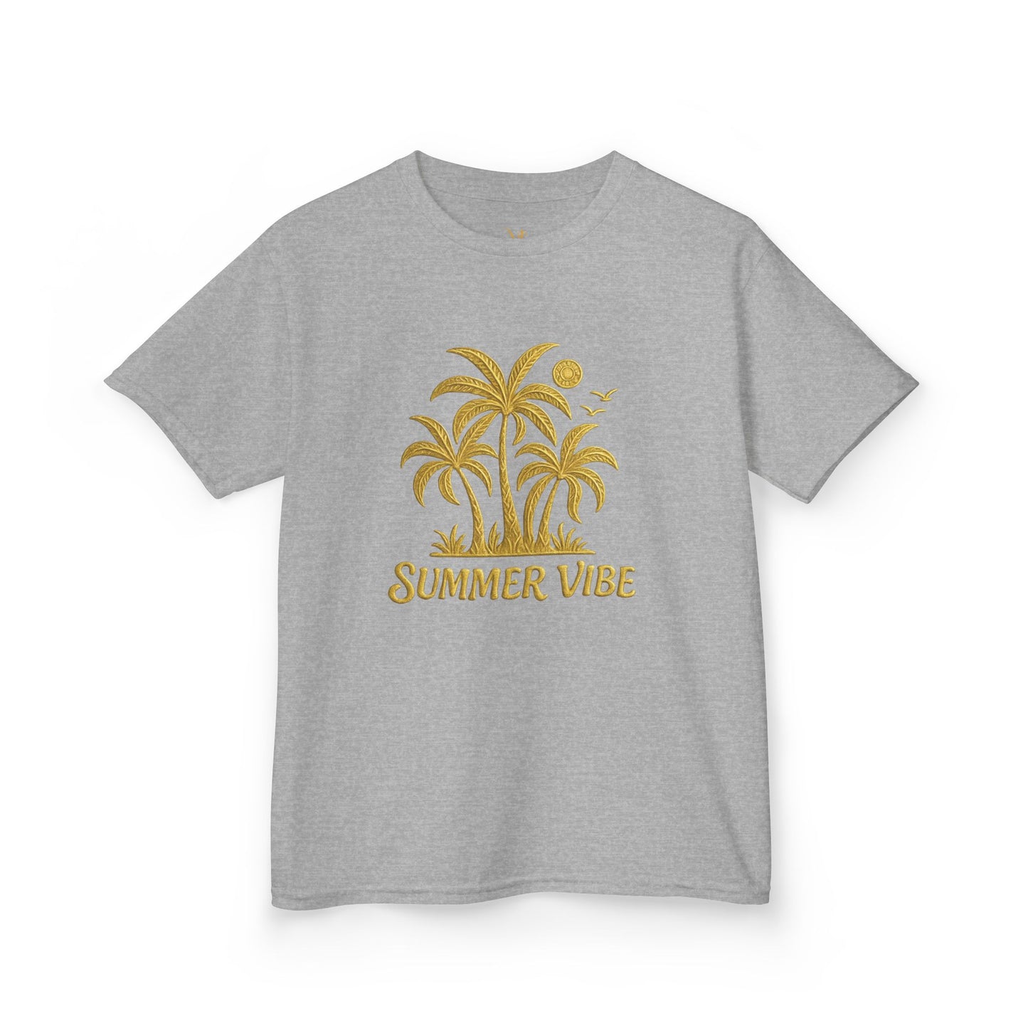 Mashafrica kids gray t shirt with gold palm tree Summer Vibe graphic casual short sleeve top